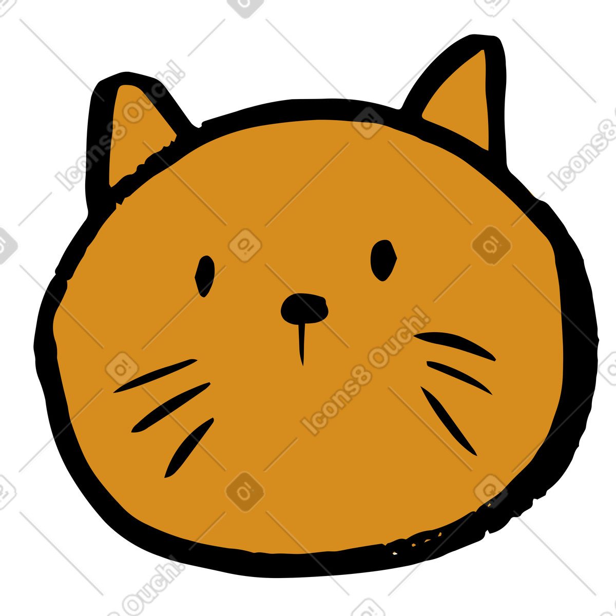 Orange cat's head illustration in Scandi style download in PNG, SVG