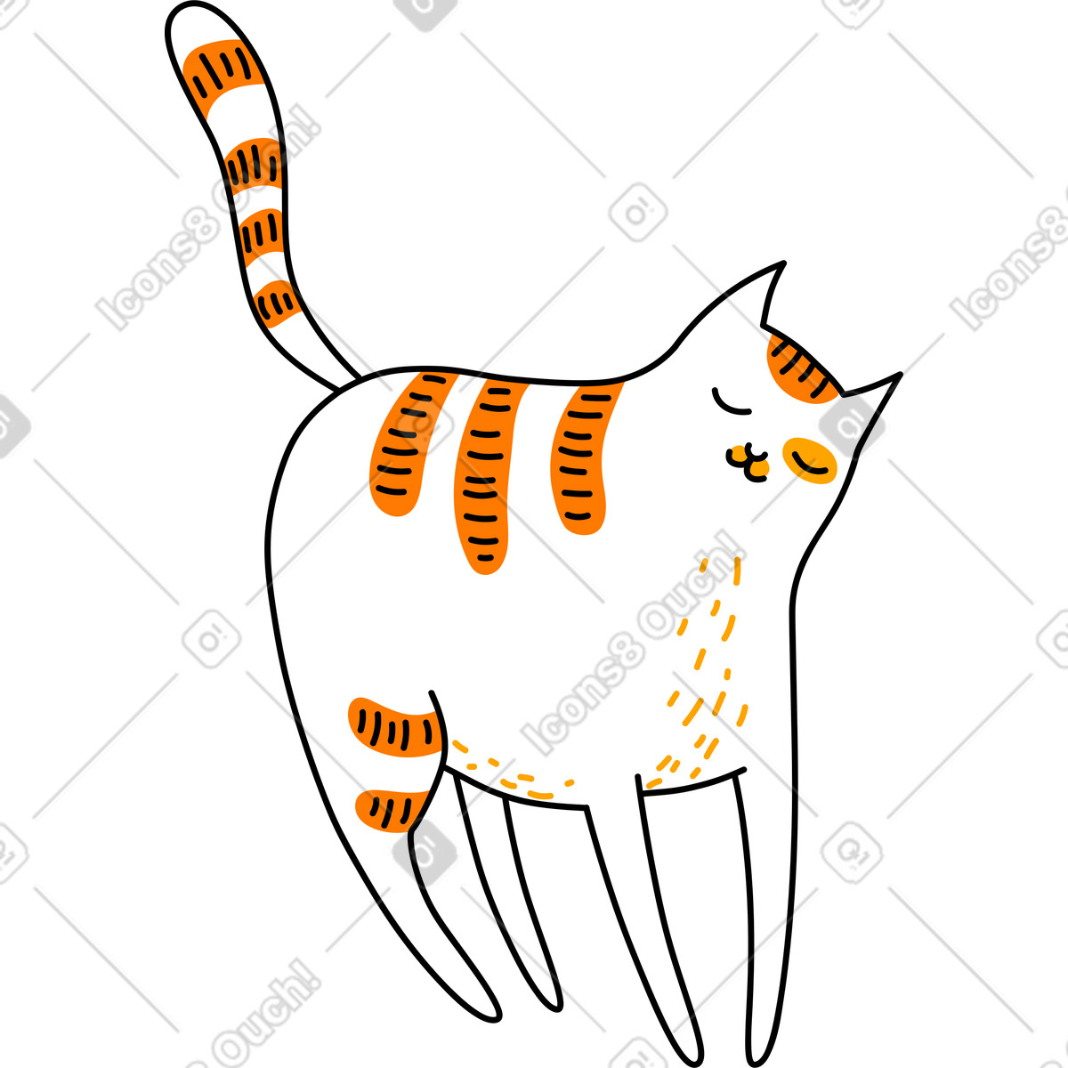 Cat illustration in Purr style download in PNG, SVG