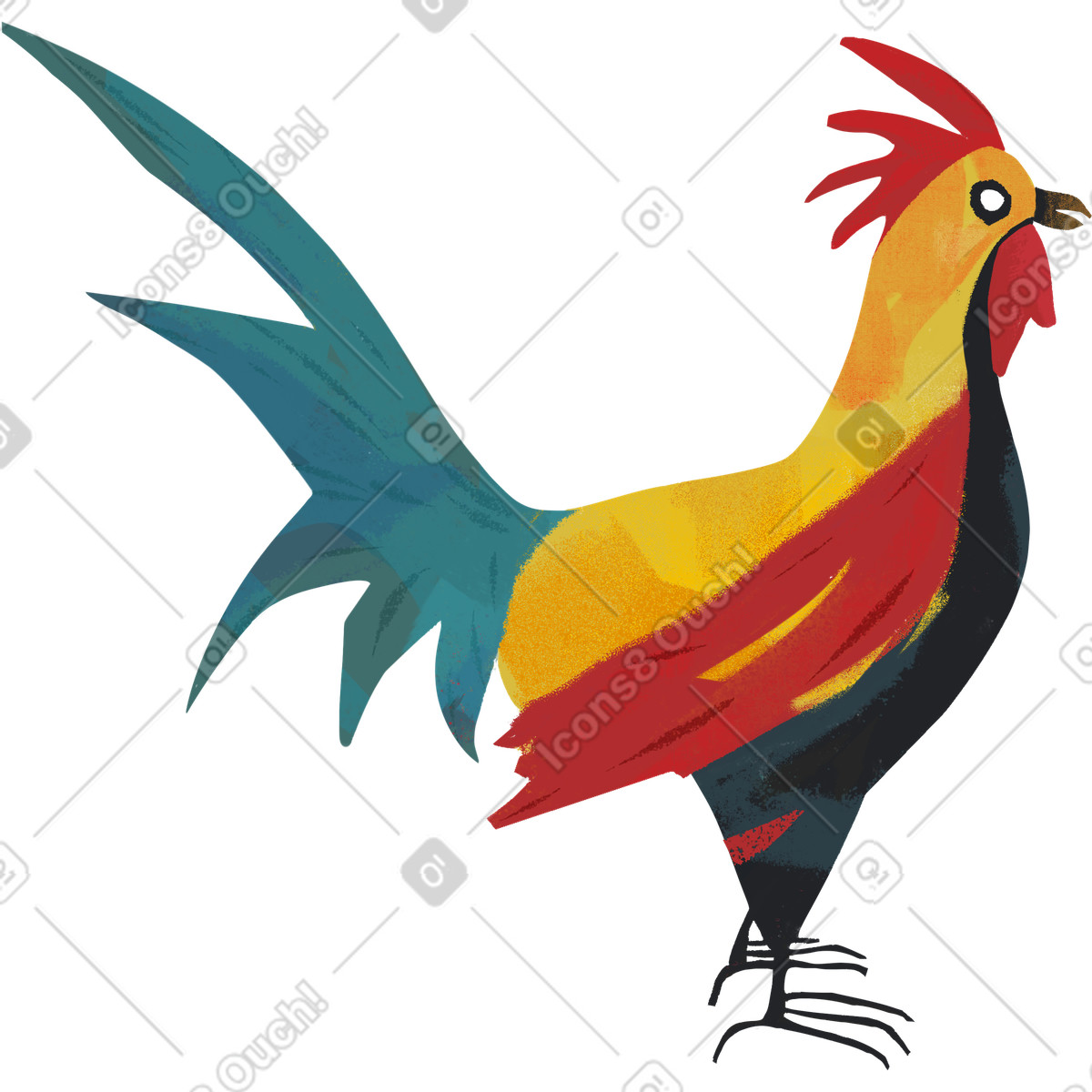 Hahn-Illustration im Fabulous-Stil als Download in PNG, SVG