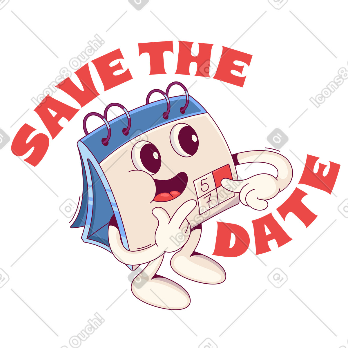 Ilustração de Letras salvar a data com texto de calendário em PNG e SVG