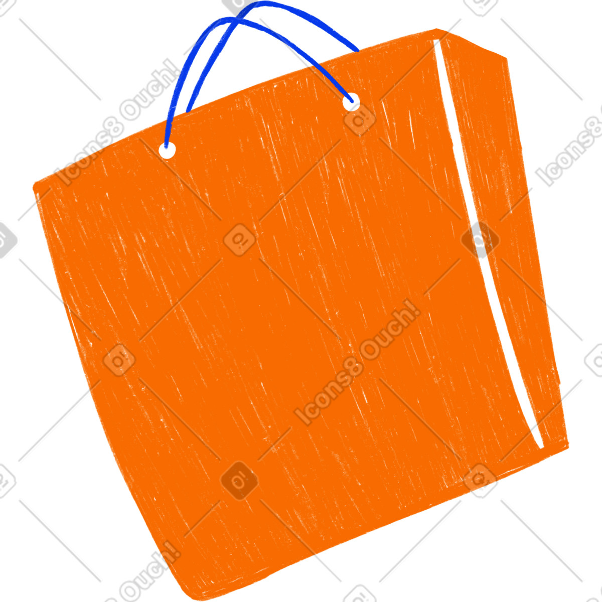 Biro 스타일의 Orange paper bag with blue handles 일러스트레이션 PNG, SVG 다운로드