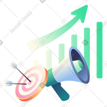 Alvo, megafone e gráfico de crescimento, campanha de crescimento de marketing PNG, SVG