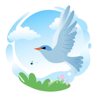 A lark catching insects mid-air during a bright summer day.