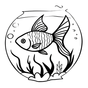 A betta fish swimming gracefully through the water, showcasing its flowing fins and tail. The fish is adorned with intricate, detailed patterns on its scales, highlighting the texture and design elements. The illustration includes rippling water lines around the fish, creating a sense of movement. There is a subtle representation of aquatic plants in the background, enhancing the composition. The overall scene is rendered with an emphasis on the elegance and beauty of the betta fish's form.