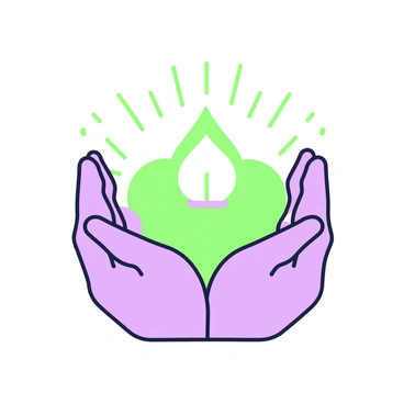 Cupped hands are holding a small glowing light in the center. The hands are positioned in a way that emphasizes their shape and size, with fingers gently pressed together. The light emanates a soft glow, illuminating the space around it, creating a warm atmosphere. The background is minimal to keep the focus on the hands and the light. The scene conveys a sense of prayer and hope, with the light symbolizing a spark of faith.