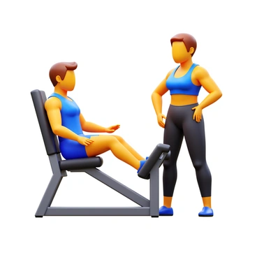 A gym instructor with a focused expression is demonstrating the use of a leg curl machine. The instructor is wearing a fitted athletic outfit, showcasing their expertise. A beginner, looking slightly uncertain but eager to learn, is seated on the machine. The beginner's legs are positioned correctly, and the instructor is providing guidance on the proper technique. Bright gym lighting illuminates the scene, highlighting the modern equipment and the encouraging atmosphere.