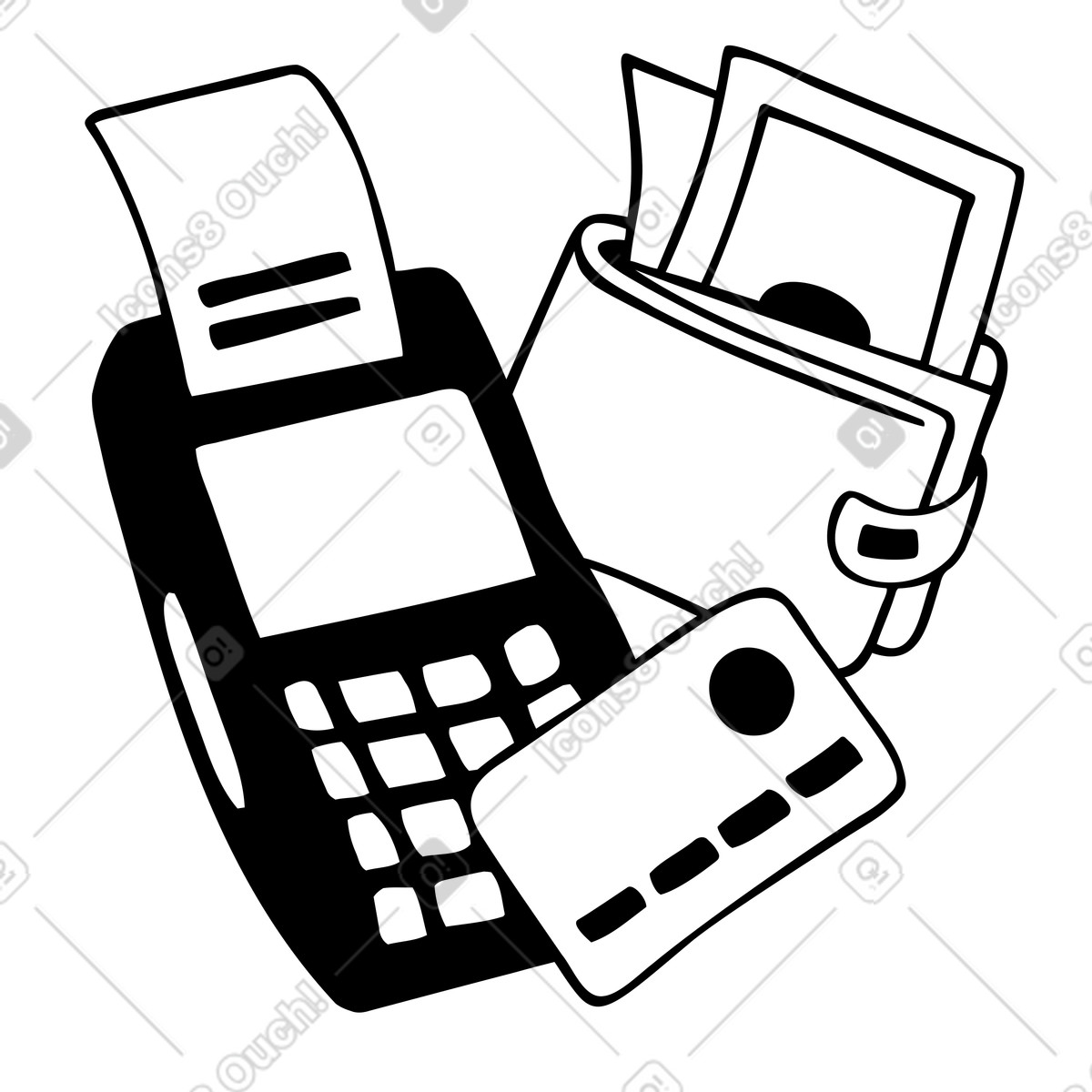 POS terminal and payment options animated illustration in GIF, Lottie (JSON), AE