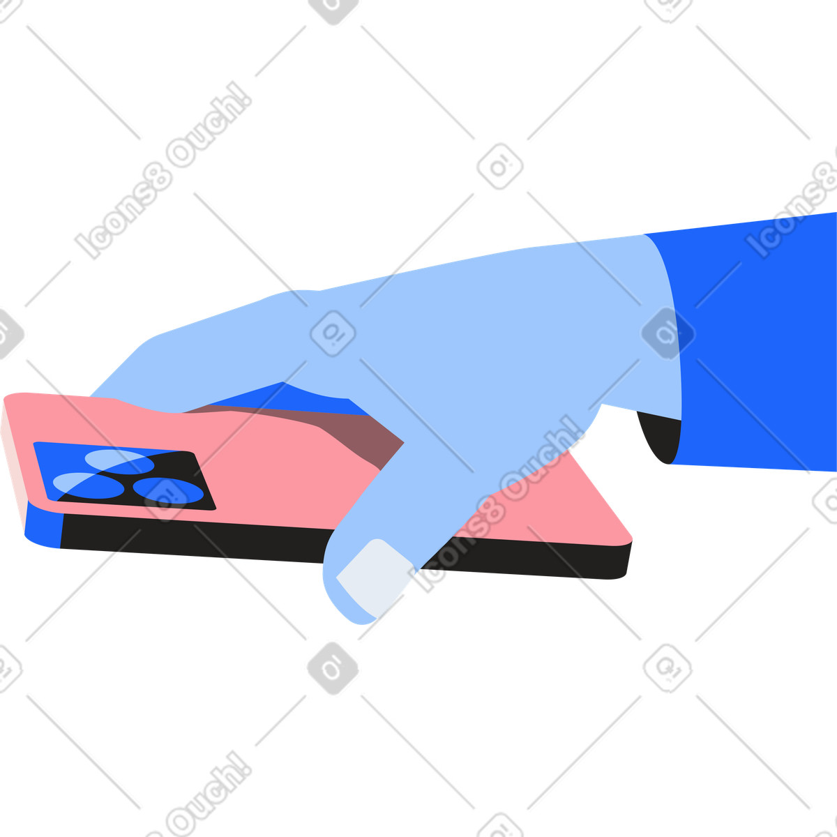 Mano con lo smartphone capovolto illustrazione in stile Editorial scarica in PNG, SVG