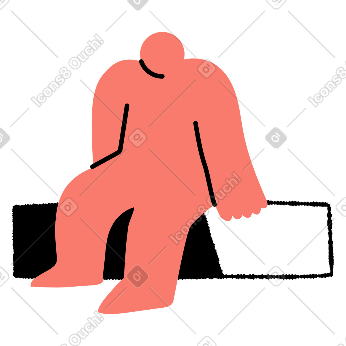下载 Bold People 风格的 Character sitting on progress bar symbolizing loading waiting status 插画，支持 PNG、SVG 格式