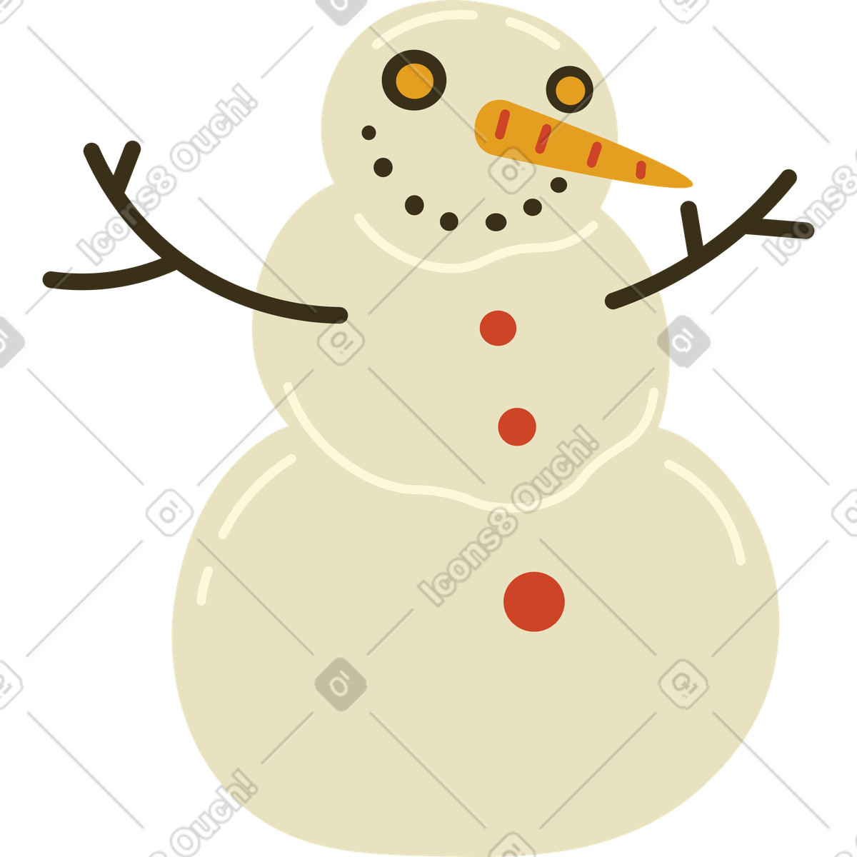 Ilustración Monigote de nieve en estilo Arabica a descargar en PNG y SVG