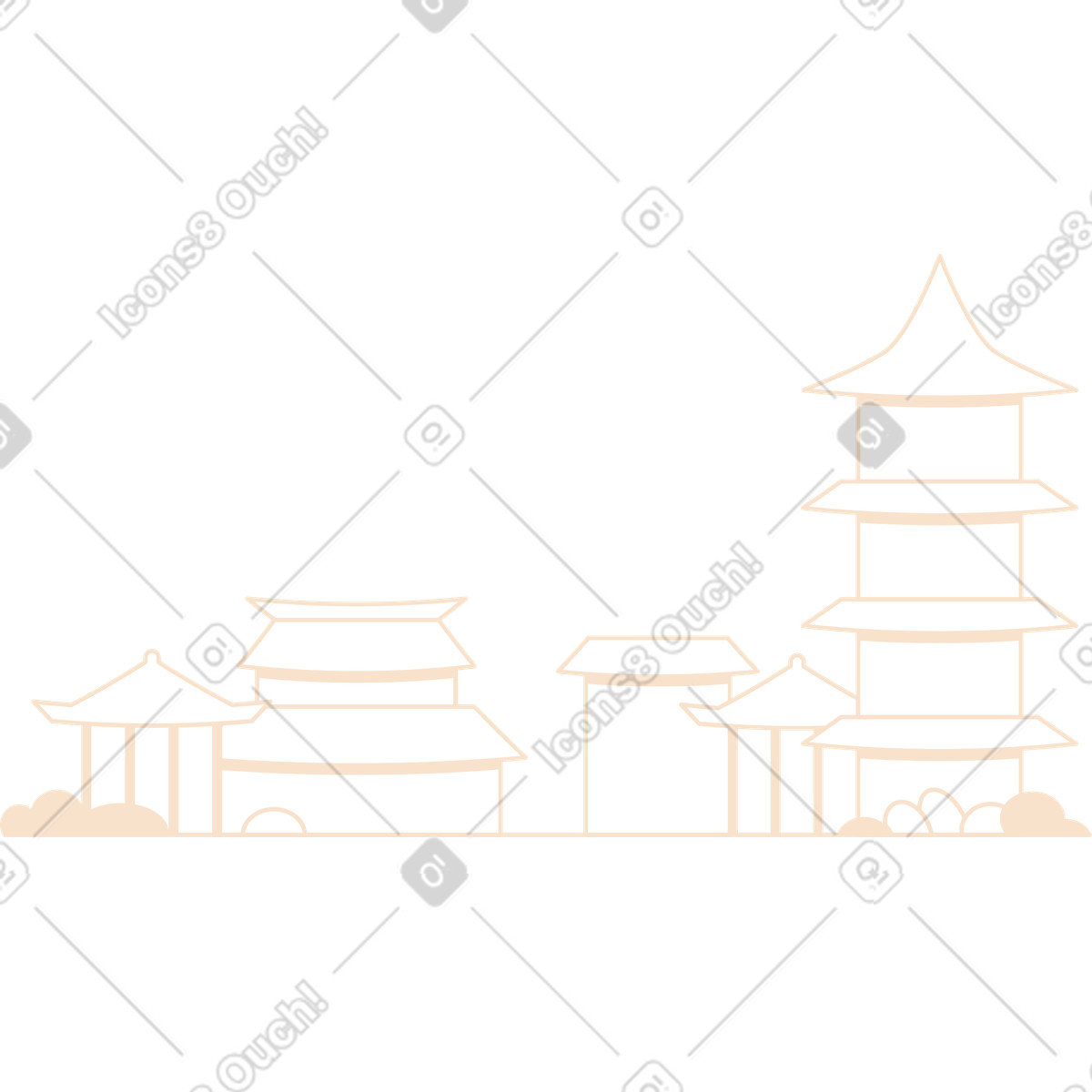 Chinese city for background illustration in Folks style download in PNG, SVG