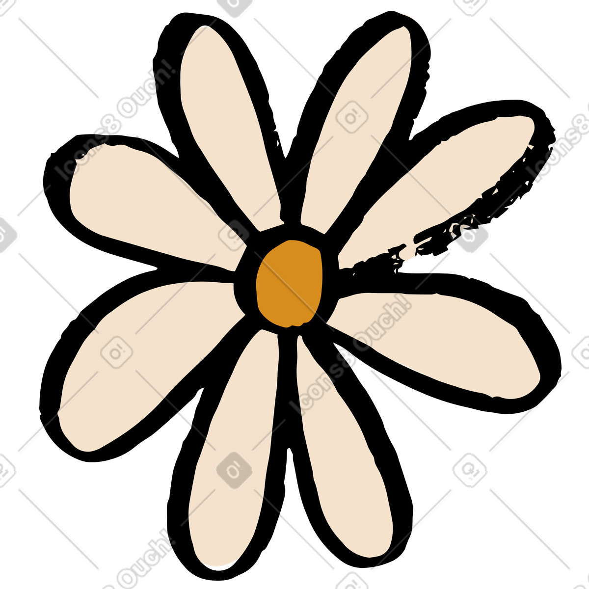 Ilustración Beige daisy flower en estilo Scandi a descargar en PNG y SVG