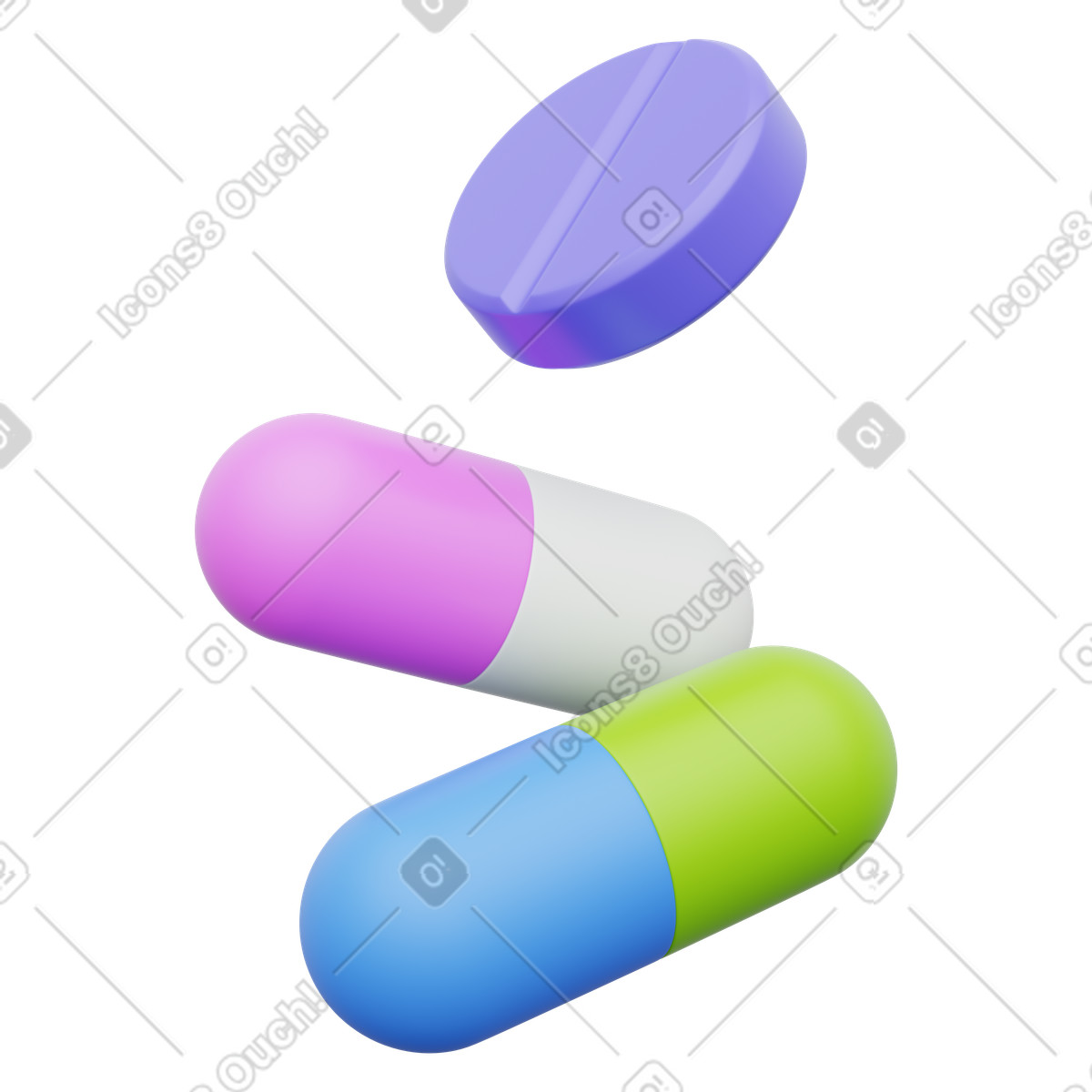3D Playful 스타일의 Pills group for medication management and daily pharmaceutical dose organization 일러스트레이션 PNG, SVG 다운로드