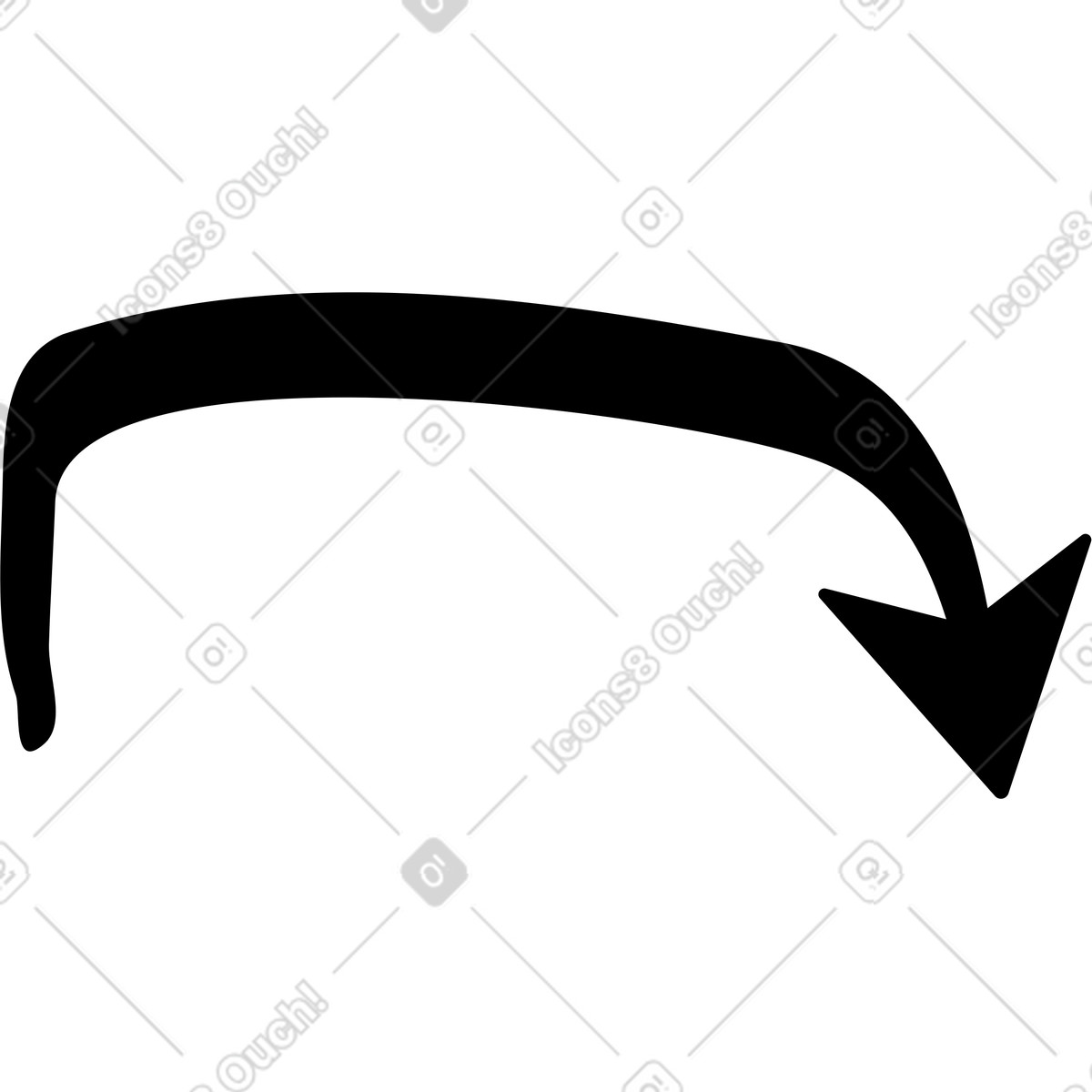 Twirl スタイルの 黒矢印曲線 のイラストをPNG、SVG形式でダウンロード