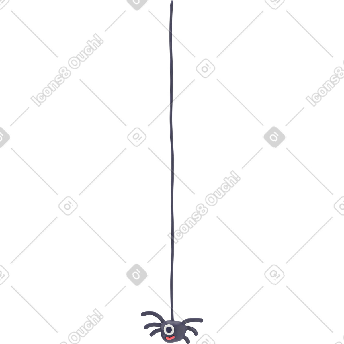 Ilustração de Aranha preta sorridente halloween na teia em no estilo 3D Stripy para baixar em PNG, SVG