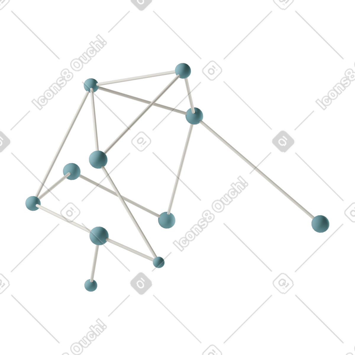 下载 3D Casual life 风格的 Molecule with blue atoms 插画，支持 PNG、SVG 格式