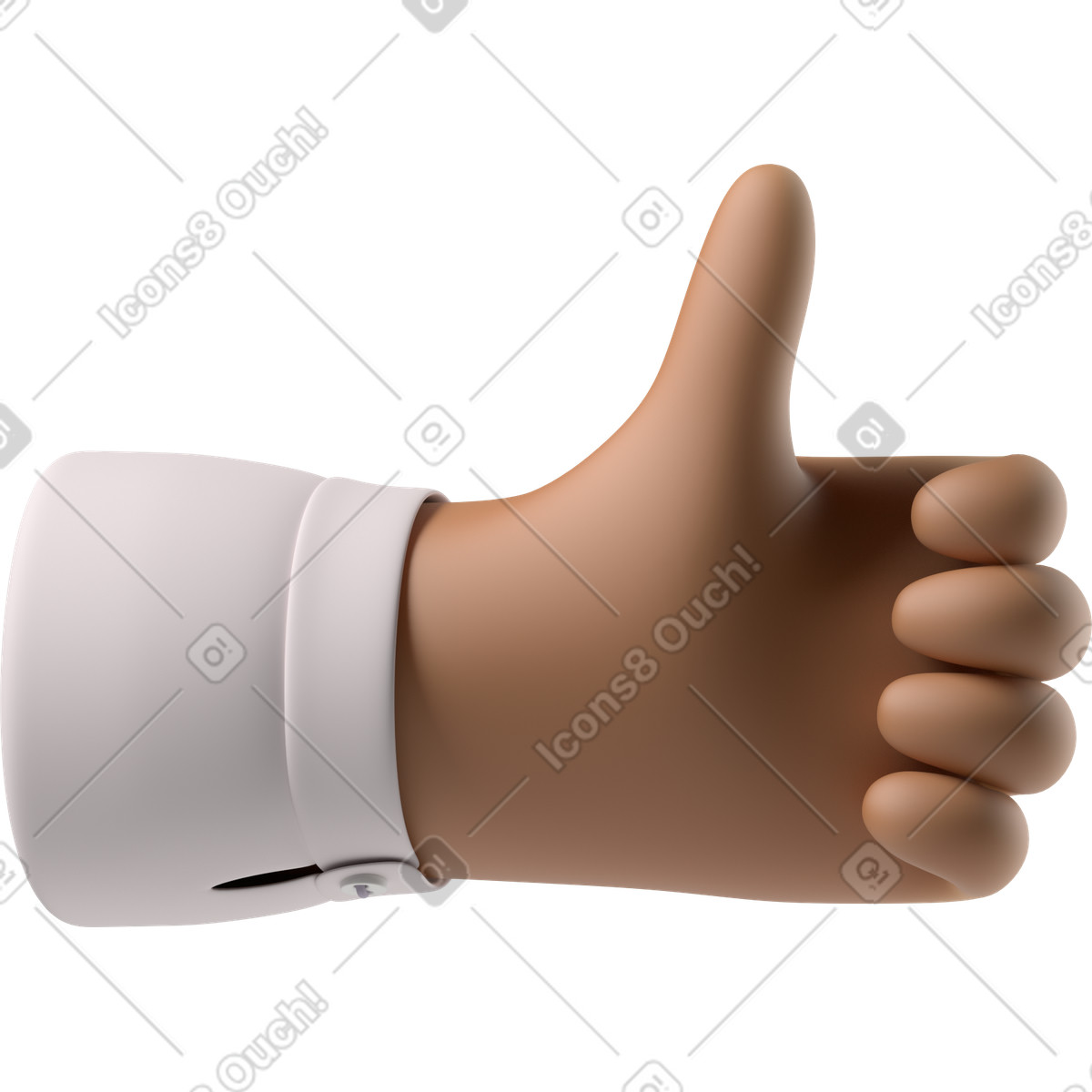 下载 3D Hands Fun&Wild 风格的 棕色皮肤手竖起大拇指 插画，支持 PNG、SVG 格式