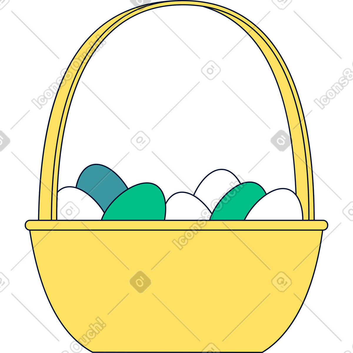 Basket of eggs illustration in Teal style download in PNG, SVG