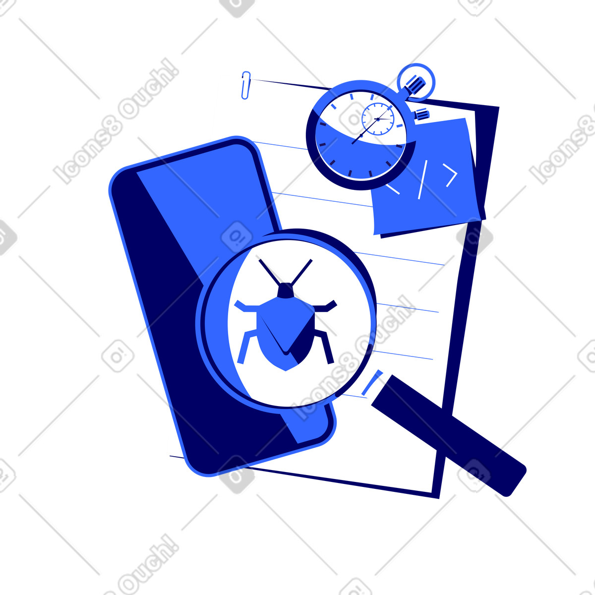 Trovare bug nei test delle app mobili illustrazione in stile Lounge scarica in PNG, SVG