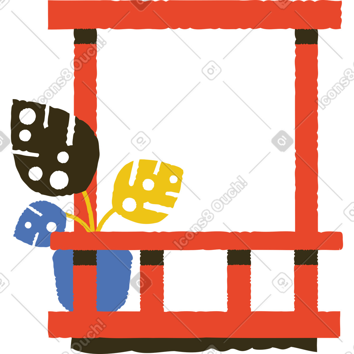 下载 Bermuda 风格的 带植物阳台 插画，支持 PNG、SVG 格式