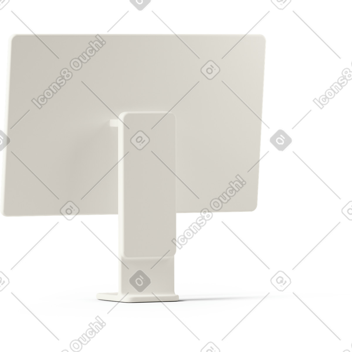 下载 3D Casual life 风格的 Rear view of white computer monitor 插画，支持 PNG、SVG 格式