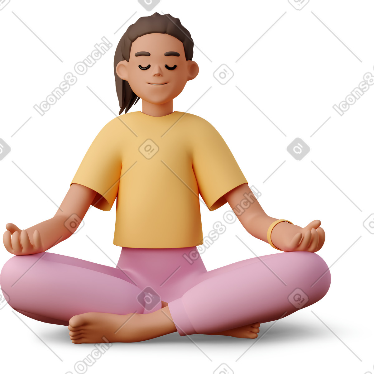 3D Casual life 스타일의 Girl meditating 일러스트레이션 PNG, SVG 다운로드