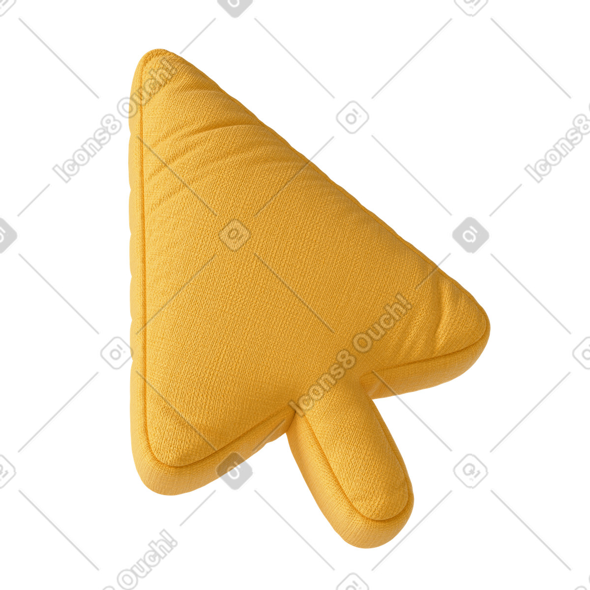 3D Plush icons 스타일의 노란색 마우스 커서 모양 베개 일러스트레이션 PNG, SVG 다운로드