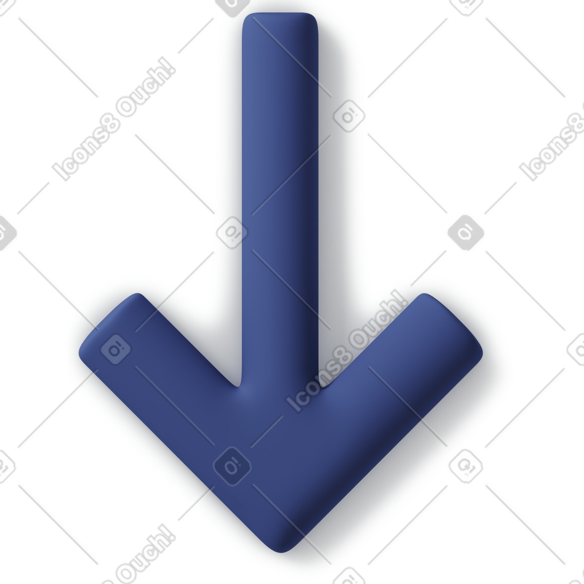 3D Business 스타일의 Blue arrow down icon 일러스트레이션 PNG, SVG 다운로드