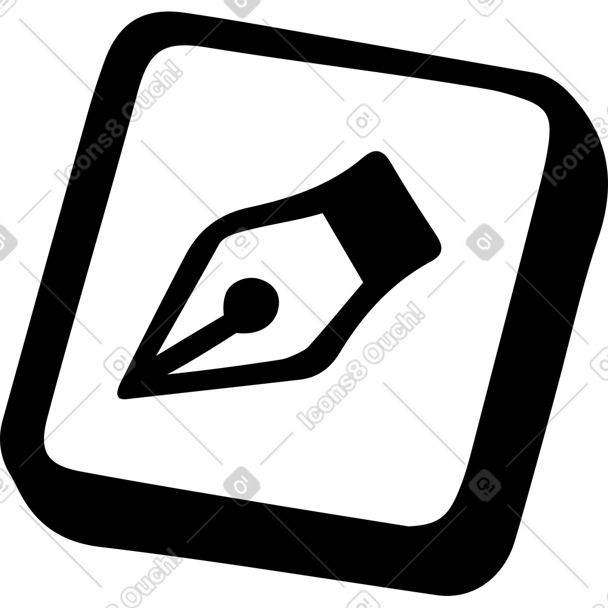 Pen tool icon illustration in Journal style download in PNG, SVG