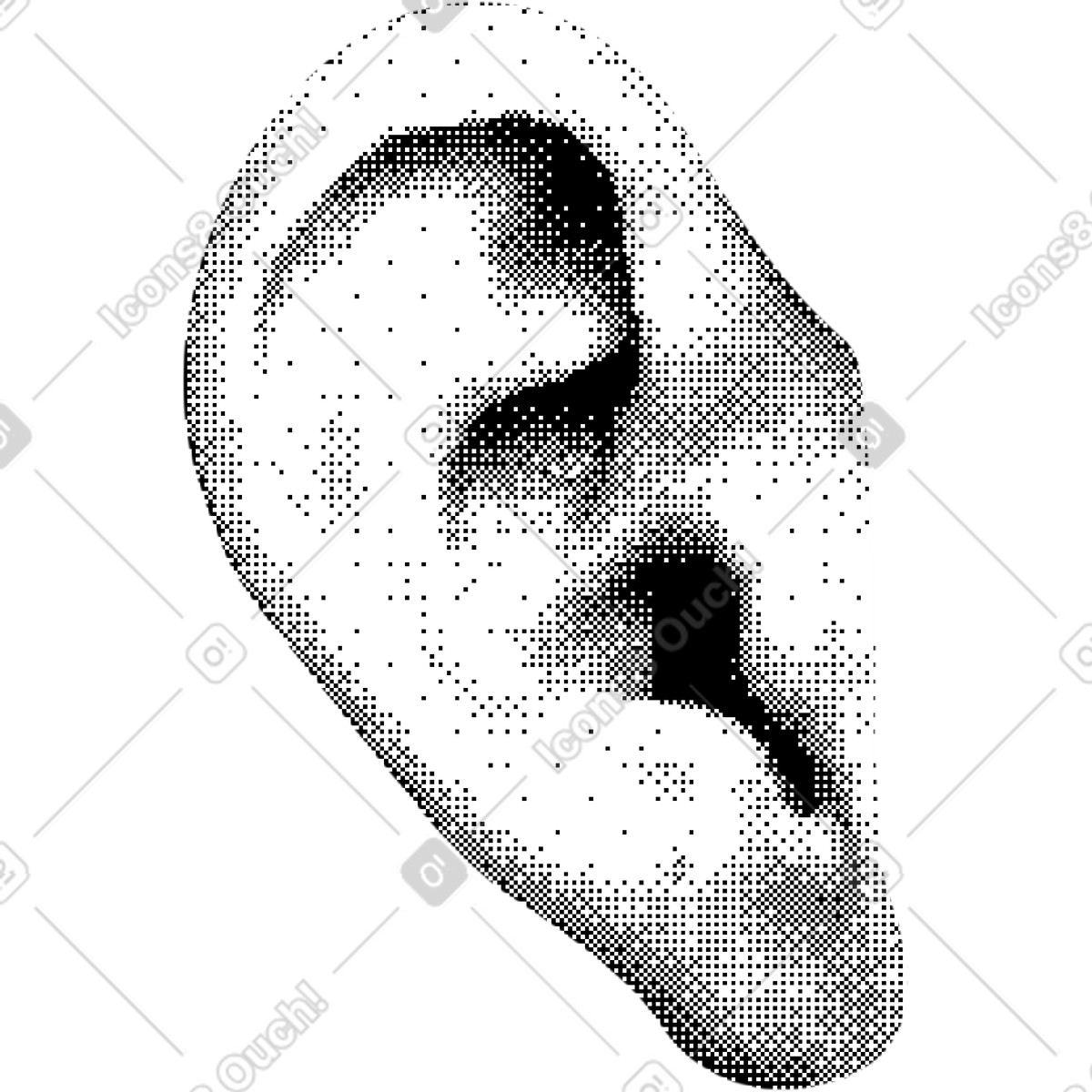 Bitmap スタイルの Ear のイラストをPNG、SVG形式でダウンロード