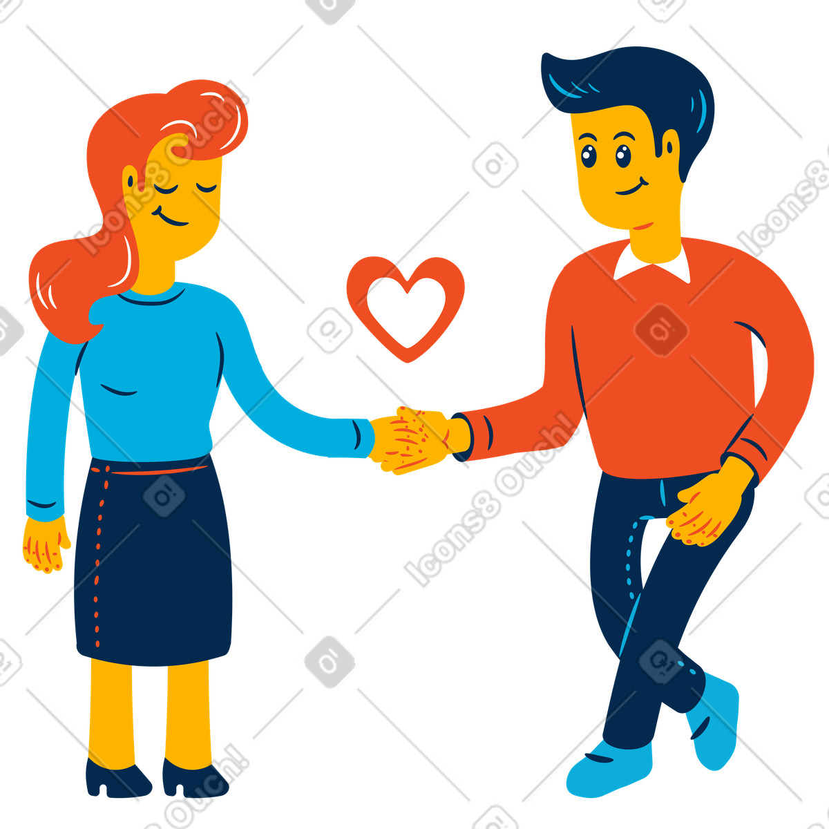 Smiling couple in love, Romantic relationship or love concept-Illustration im Flame-Stil als Download PNG, SVG