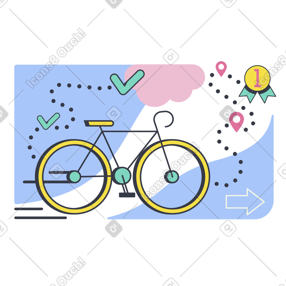 Ilustração de Percurso ciclismo com pontos desobstruídos em no estilo Abstract para baixar em PNG, SVG