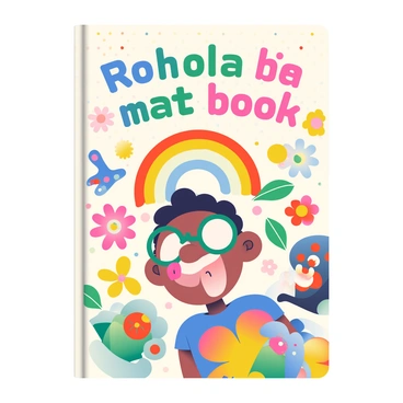 A book cover features a vibrant, whimsical design filled with various characters. In the foreground, a cartoon-style character with oversized glasses is playfully sticking out their tongue. Surrounding this character are colorful motifs such as quirky animals, abstract shapes, and swirling patterns. There are bright flowers with exaggerated features, and a rainbow arching across the top of the cover. The background is filled with polka dots in different colors, adding to the lively atmosphere. The title of the book appears in bold, stylized letters at the top, incorporating fun elements from the illustrations.