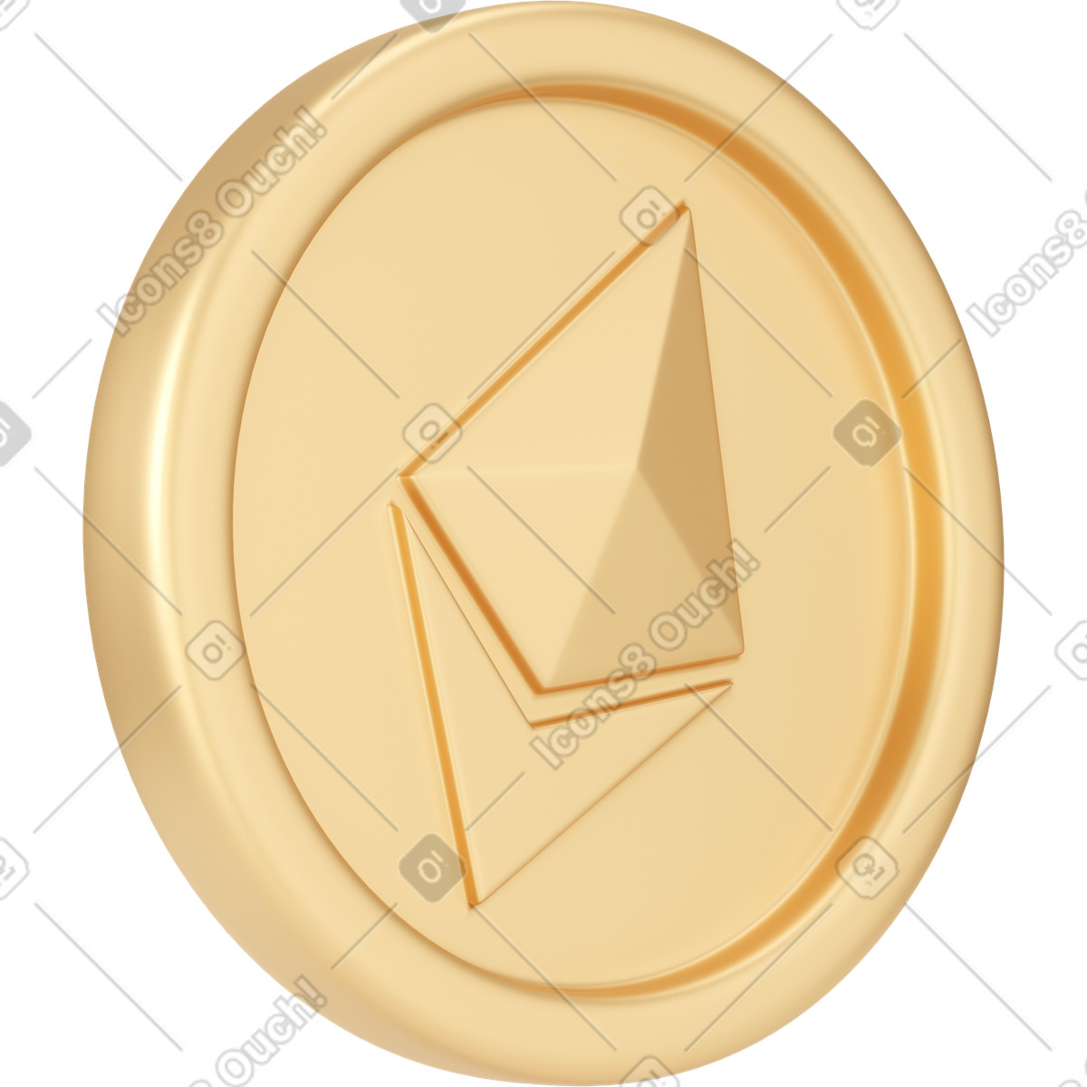 Illustration Pièce de monnaie ethereum vue côté dans le style 3D Business à télécharger aux formats PNG, SVG
