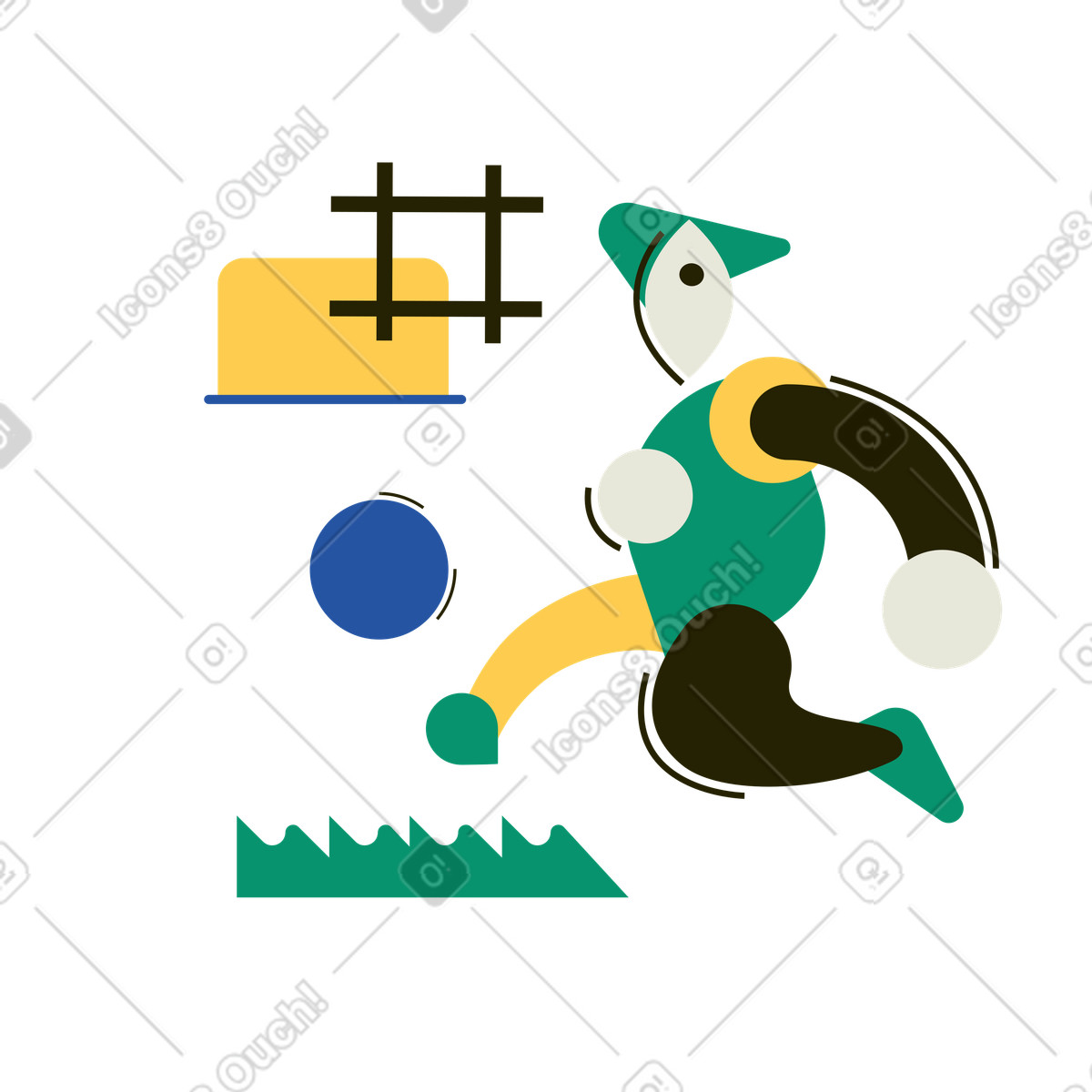 Spot スタイルの フィールド上の抽象的なサッカー選手 のイラストをPNG、SVG形式でダウンロード