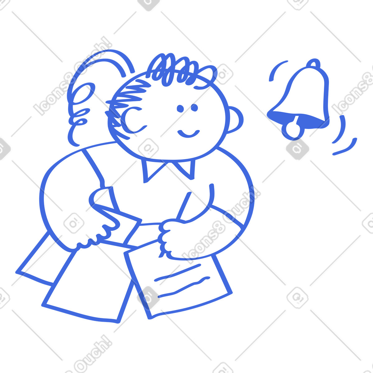 Иллюстрация Notification bell alerting worker holding documents and important papers в стиле Ballpoint Pen — скачать в форматах PNG, SVG