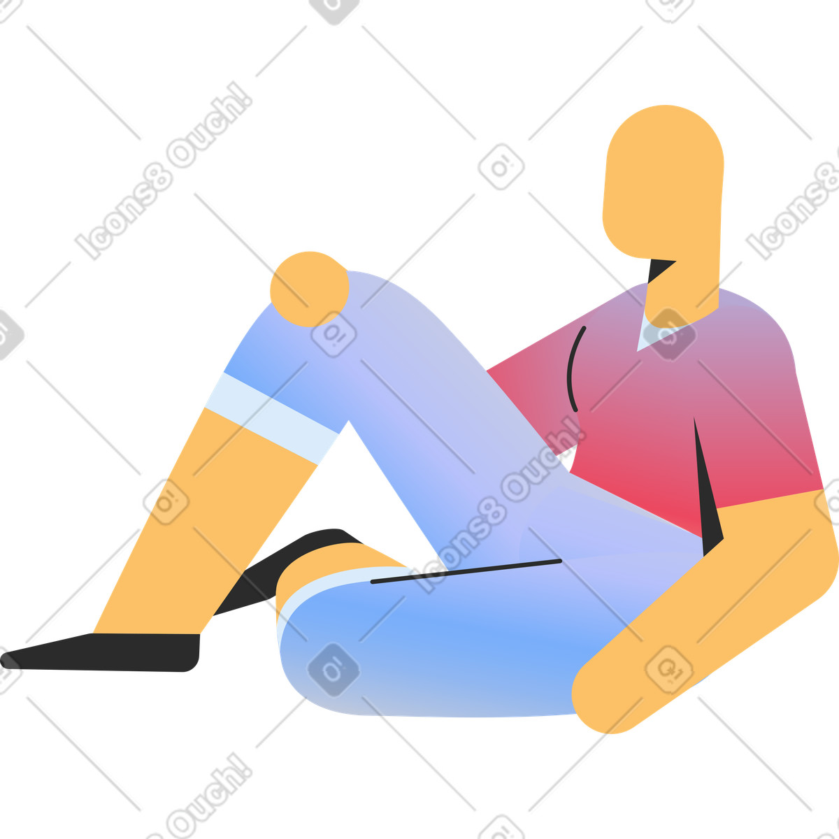 Persona in pantaloncini seduti illustrazione stile Marginalia scarica PNG, SVG