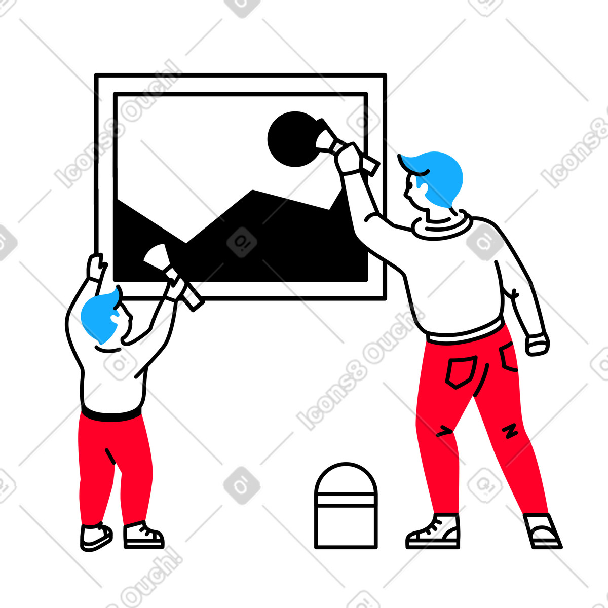 Ilustración Padre e hijo pintando un cuadro juntos en estilo Transistor a descargar en PNG y SVG