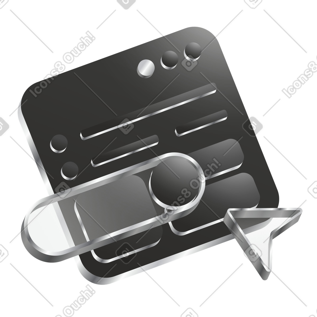 Dashboard interface with toggle and pointer, UI control navigation illustration in Token style download in PNG, SVG
