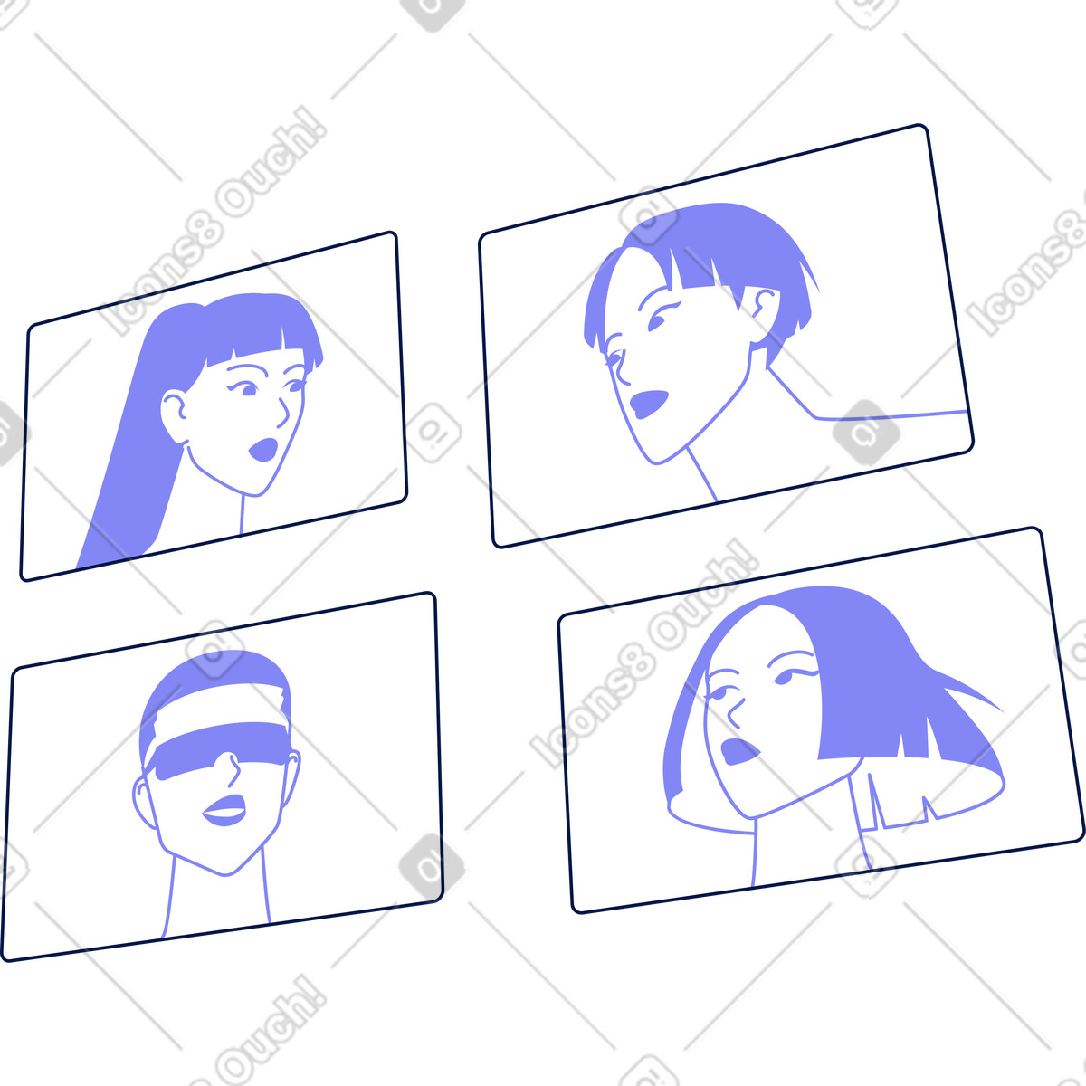 Online meeting window with people illustration in Glow style download in PNG, SVG