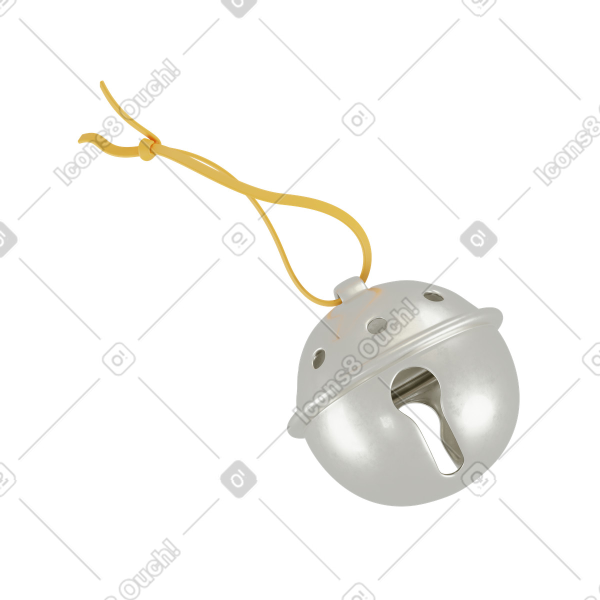 Silver bell with ribbon illustration in 3D Modern style download in PNG, SVG