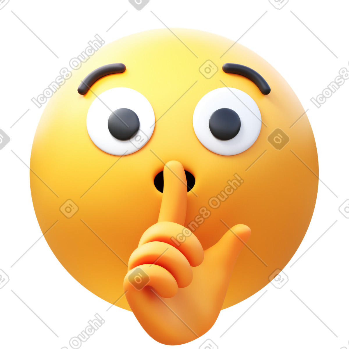 Shushing face illustration in 3D Fluency style download in PNG, SVG