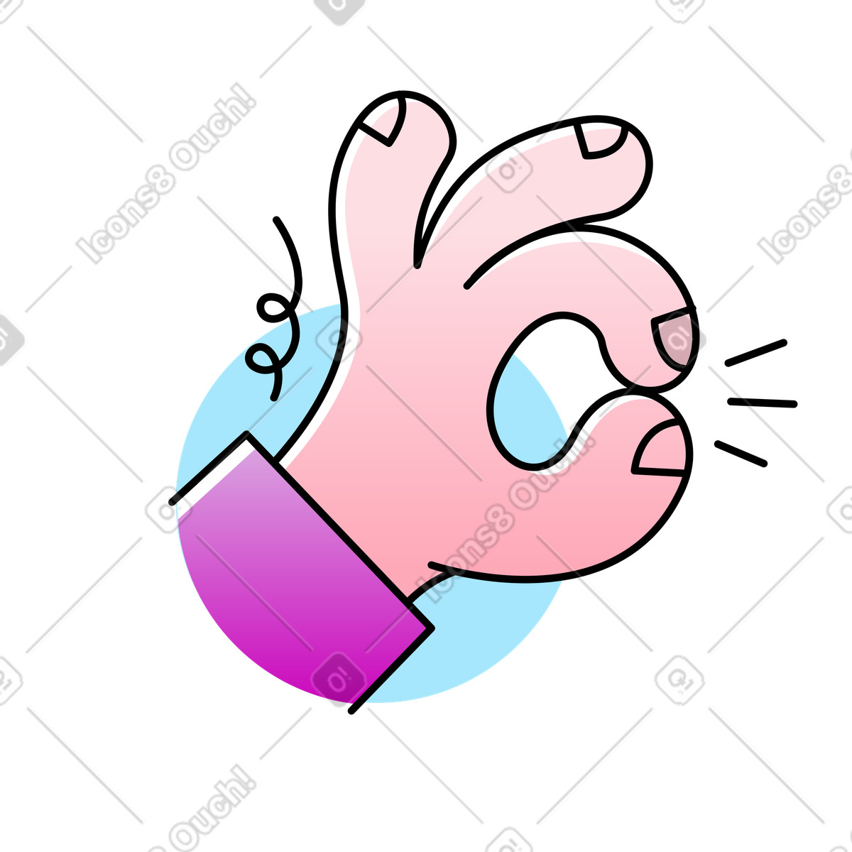 Handgesten ok, zustimmung und genehmigung-Illustration im Pocus-Stil als Download in PNG, SVG