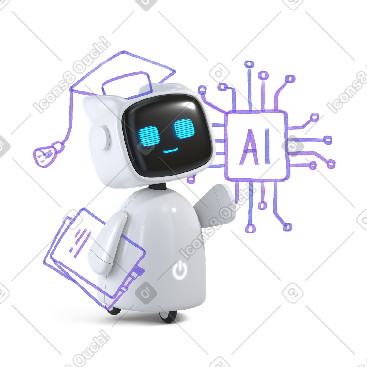 Studente laureato in robotica, apprendimento automatico illustrazione stile Marker scarica PNG, SVG