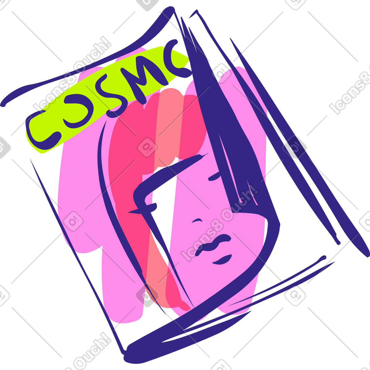 Rivista patinata illustrazione in stile Glam scarica in PNG, SVG