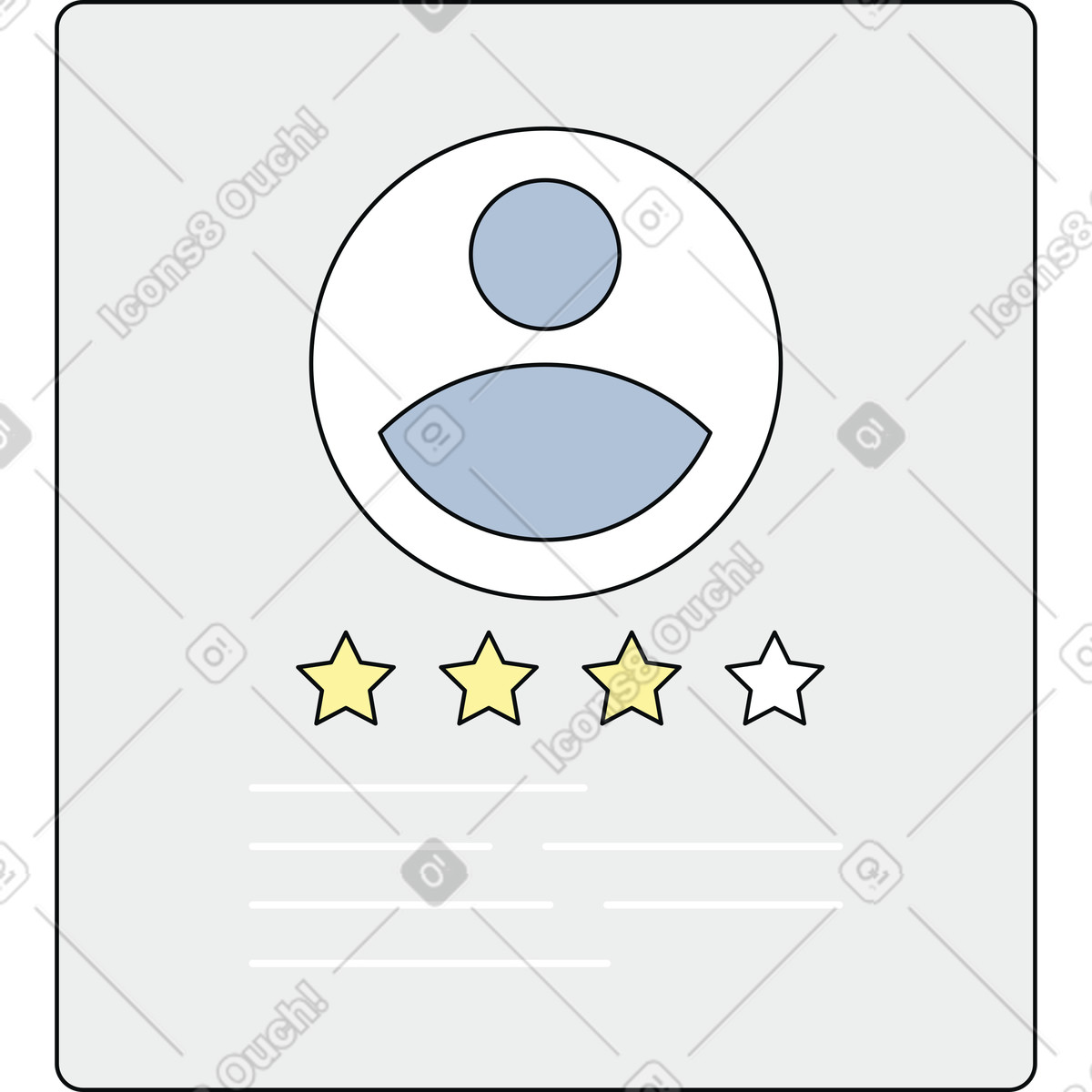 Candidate profile with rating illustration in Teko style download in PNG, SVG