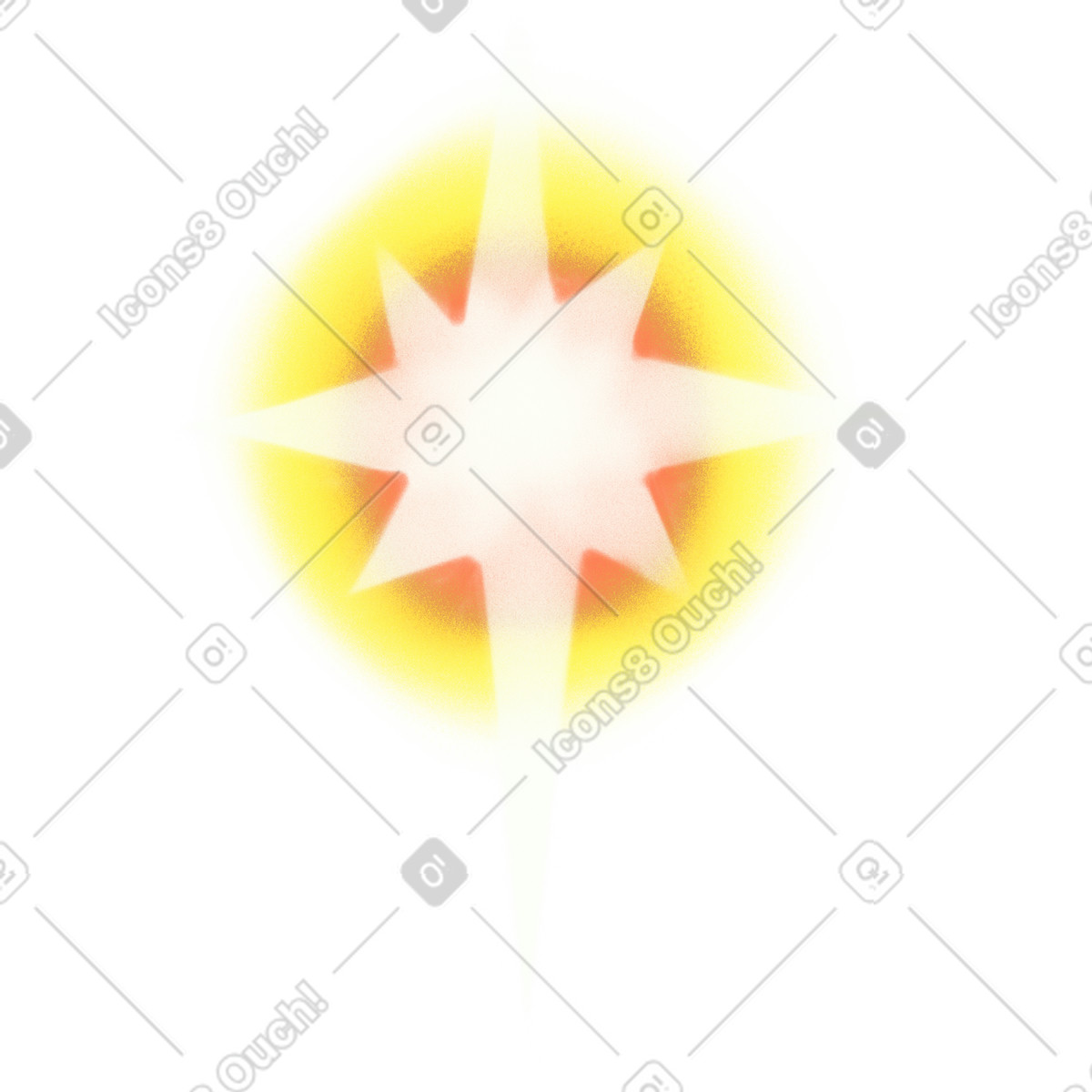 Illustration Big white northen star with yellow halo dans le style Doodle à télécharger aux formats PNG, SVG