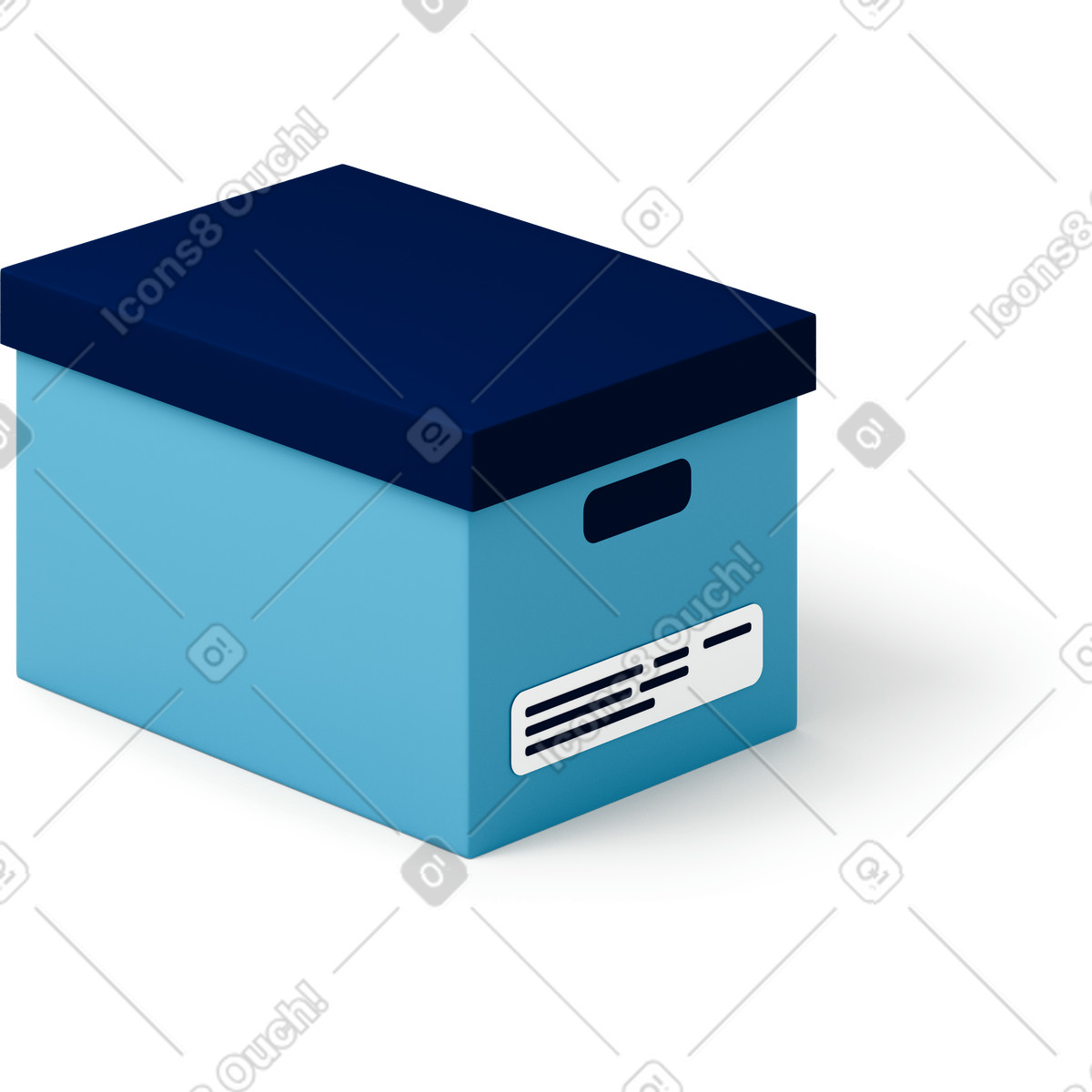 Ilustración Side view of blue archive cardboard box en estilo 3D Flame a descargar en PNG y SVG