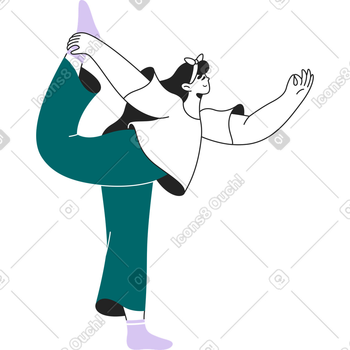 Illustration Fille de yoga dans le style Sammy Line à télécharger aux formats PNG, SVG