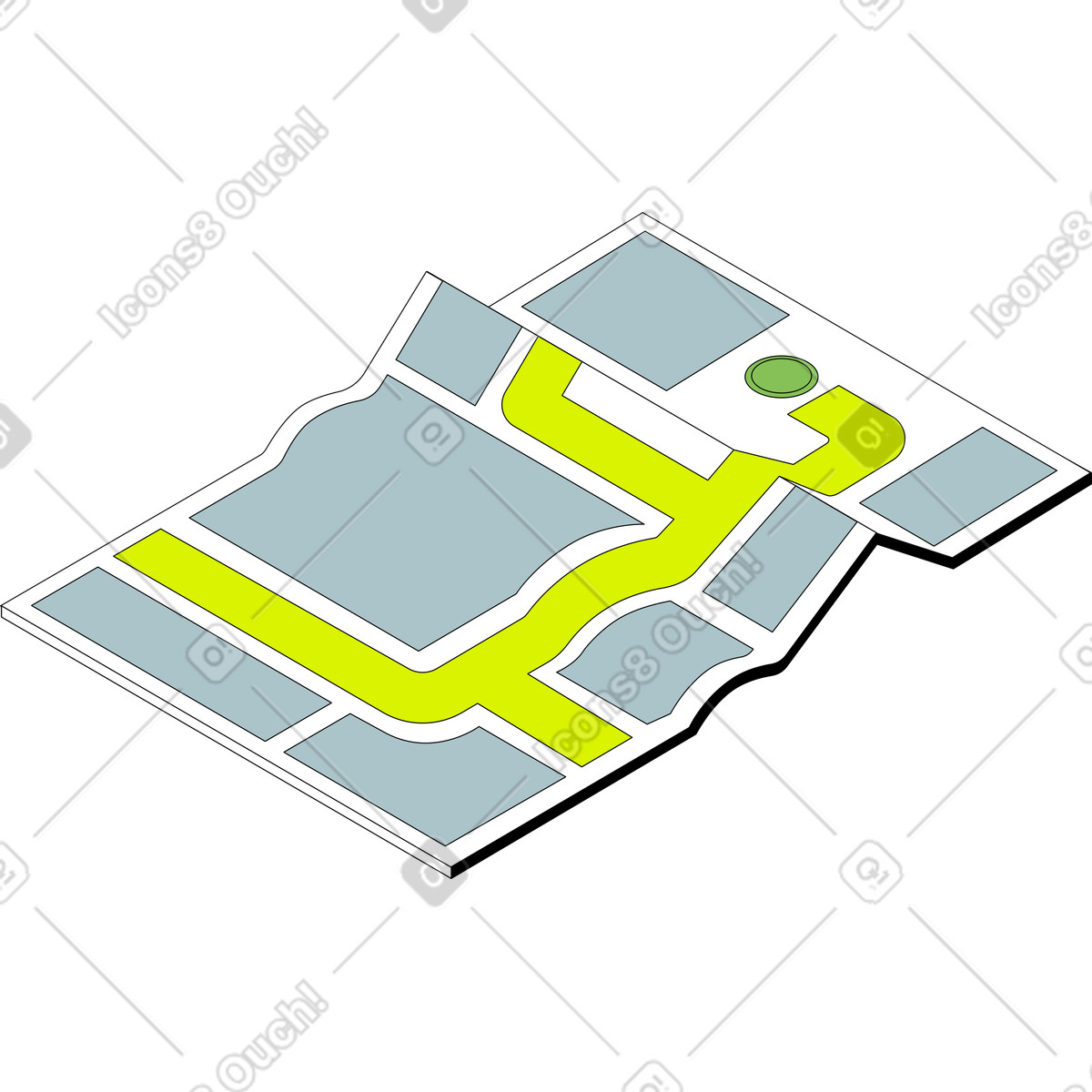 Map illustration in Isometric style download in PNG, SVG